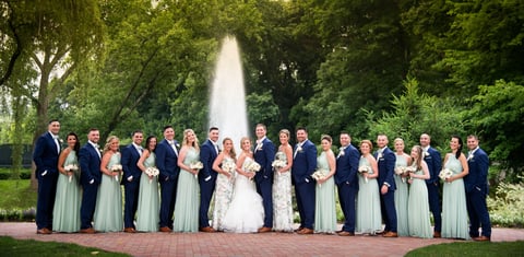 Traditional bridal party photos at Crest Hollow Country Club